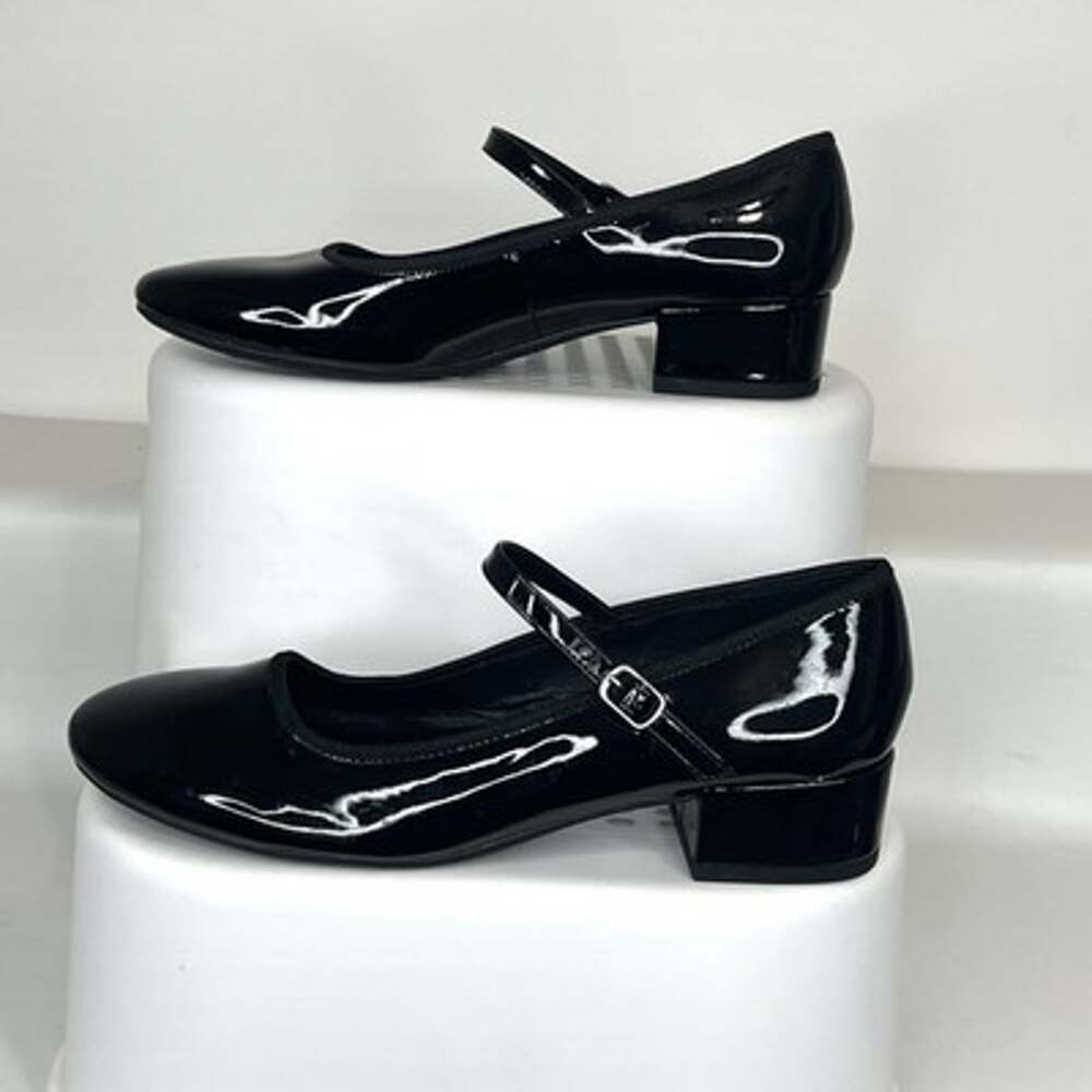 Madden NYC Womens Size 10 Black Pattern Mary Jane Pumps Low Black Heel Shoes